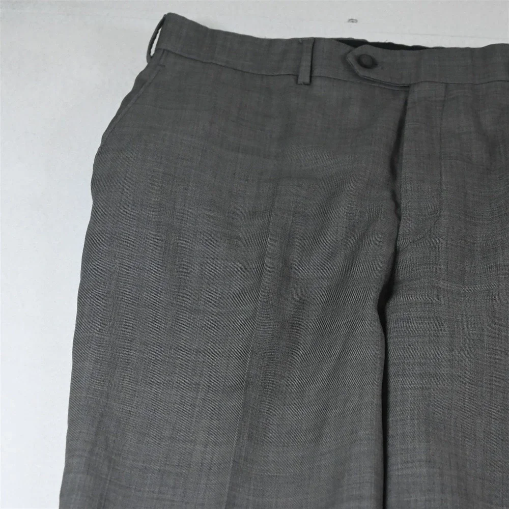 Jos A Bank 44L 38x34 Gray Sharkskin 100% Wool Mens‎ Jacket Pants Suit